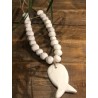 Collier faïence brut poisson ( blanc )